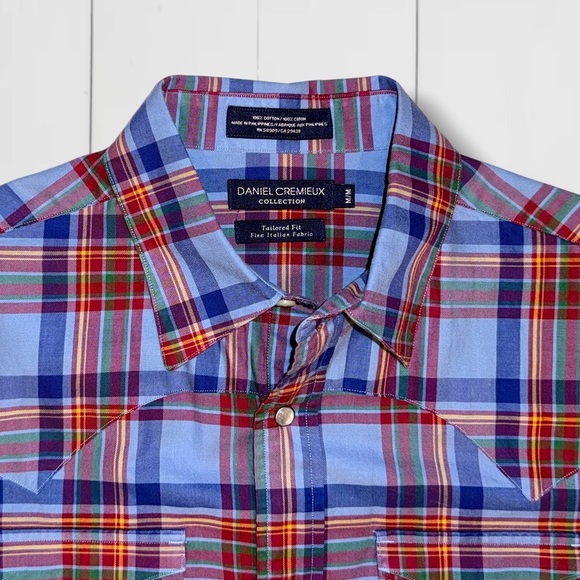 Daniel Cremieux Collection Plaid Western Snap Shirt Men’s Medium –Italian Fabric - Picture 11 of 14